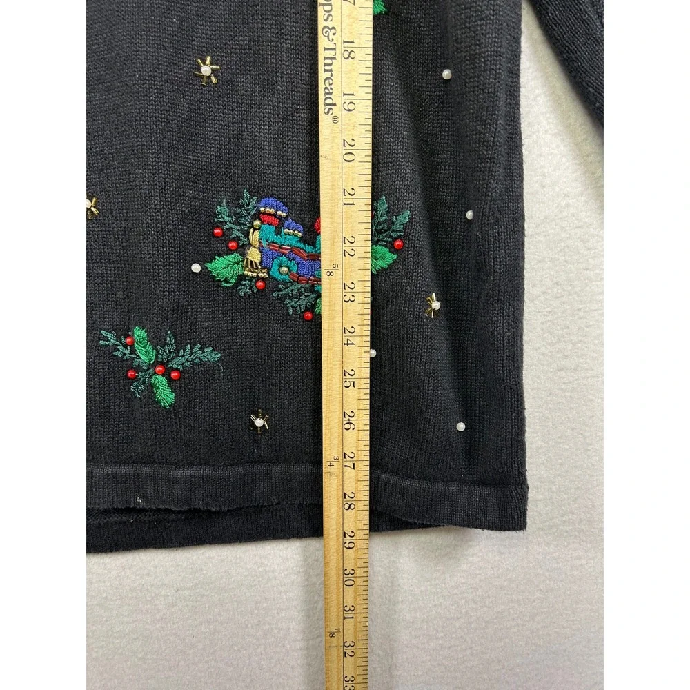 Grandma Core NutCracker Women Large Black Christmas Nutcracker Beaded Sweater‎